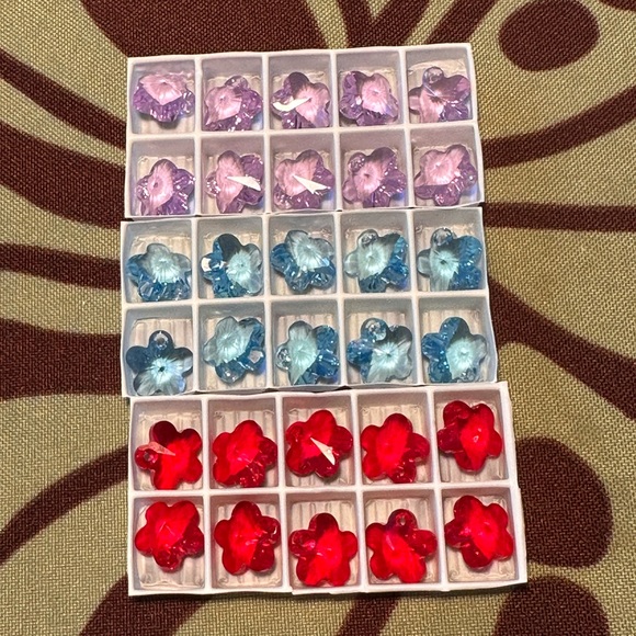 597. Handmade Plumeria Flower Austrian Crystal Sterling Silver Threader Earrings - Picture 11 of 11